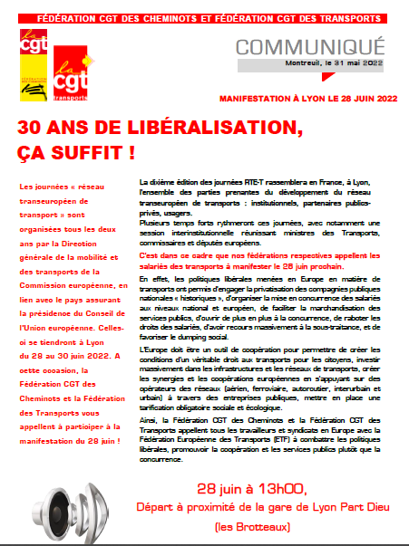 2022 06 07 11 46 01Communiqué commun avec la fédération CGT des Transports concernant la manifestat