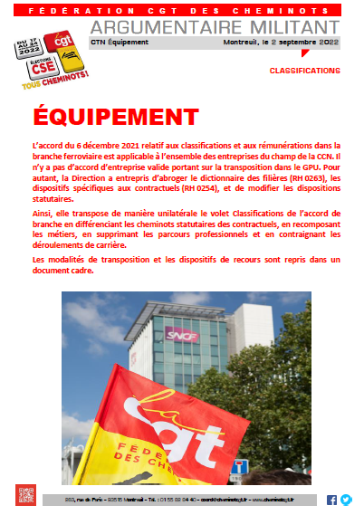 20220902 Argumentaire CTN Equipement Classifications