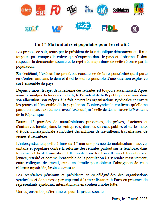 CP Intersyndical 17 avril 2023
