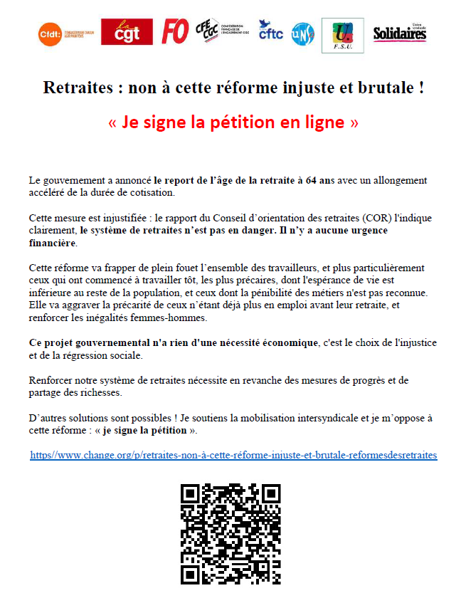 Retraites petition en ligne